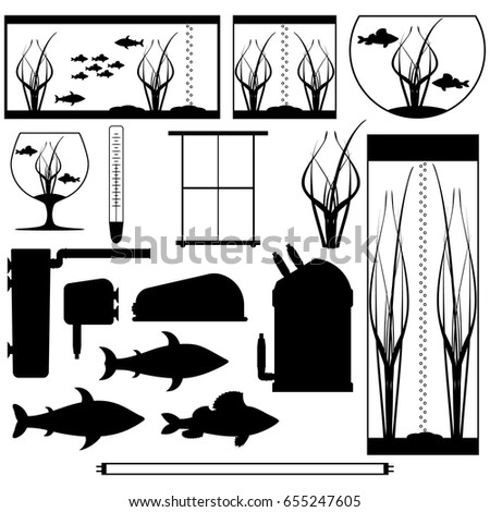 set black silhouettes aquariums