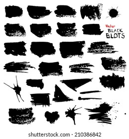 Set of black silhouettes of ink blots. Vector illustration