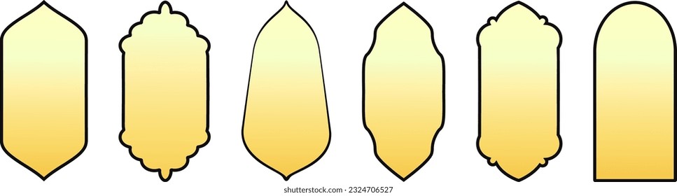 Set von schwarzen Silhouetten der islamischen Fenster.Arab Frame Set.Ramadan Kareem simbol Symbol.