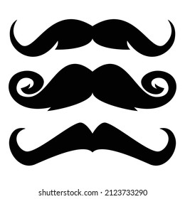Set black silhouettes of moustache