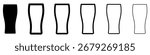 Set of black silhouettes and outlines of beer glasses. Vector illustration.
