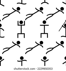 A set of black silhouettes of people in the Greek style. Rock paintings. Ancient people.
