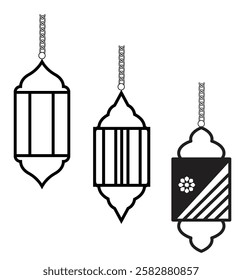Set of black silhouettes showcasing decorative architectural elements, likely Islamic or Arabic inspired. logo-type icons 