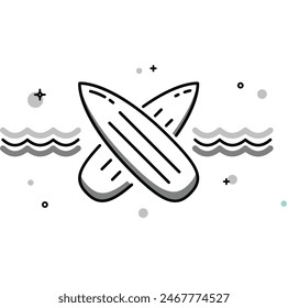 Set of black silhouettes of surfboards, Surfboard icon set. Black silhouette of a surfboard. 