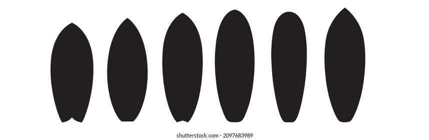 Set mit schwarzen Silhouetten-Surfboards, Vektorgrafik