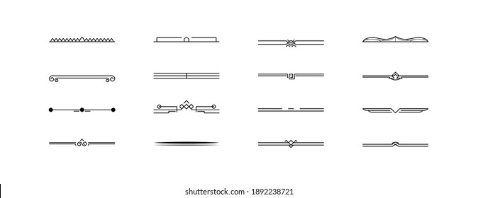 Set Black Simple Line Collection Doodle Border Elements Vector Design Style Sketch Isolated Illustration For Banner