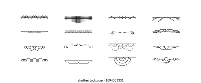 Establecer La Colección De Líneas Sencillas De Color Negro Elementos De Borde De Doodle Estilo Esbozo De Diseño Isolación Isolación Ilustración Para Banner