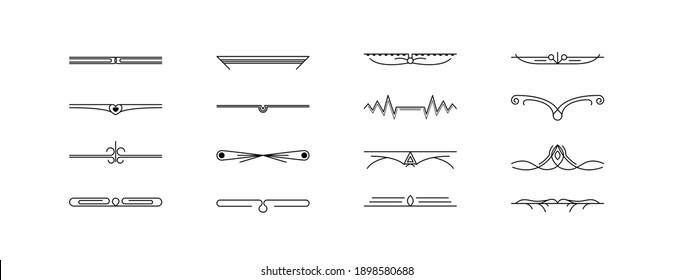Establecer La Colección De Líneas Sencillas De Color Negro Elementos De Borde De Doodle Estilo Esbozo De Diseño Isolación Isolación Ilustración Para Banner