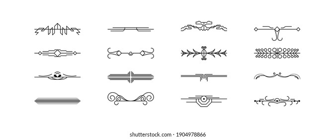 Set Black Simple Line Collection Doodle Border Elements Vector Design Style Sketch Isolated Illustration For Banner