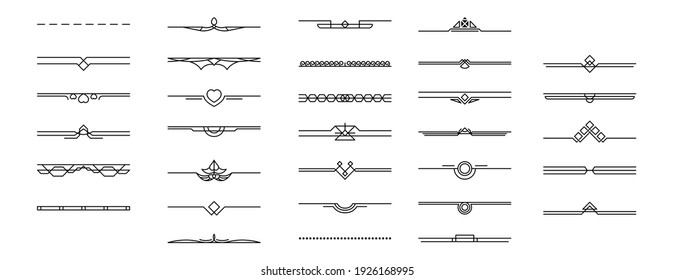 Set Black Simple Line Collection Doodle Border Elements Vector Design Style Sketch Isolated Illustration For Banner