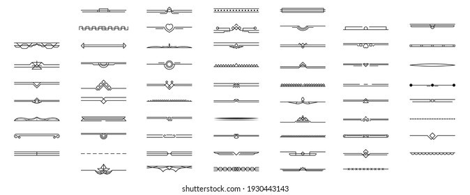 Set Black Simple Line Collection Doodle Border Elements Vector Design Style Sketch Isolated Illustration For Banner