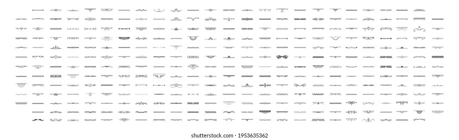 Set Black Simple Line Collection Doodle Border Elements Vector Design Style Sketch Isolated Illustration For Banner