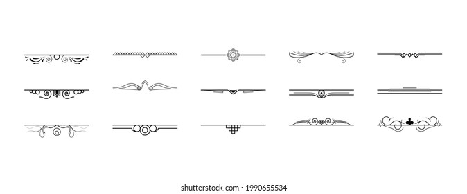 Set Black Simple Line Collection Doodle Border Elements Vector Design Style Sketch Isolated Illustration For Banner