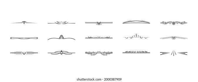 Set Black Simple Line Collection Doodle Border Elements Vector Design Style Sketch Isolated Illustration For Banner