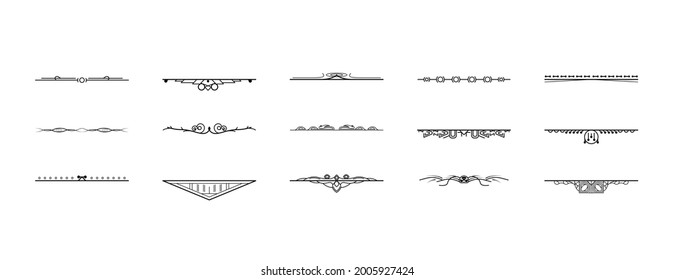 Set Black Simple Line Collection Doodle Border Elements Vectordesign Style Sketch isolierte Illustration für Banner