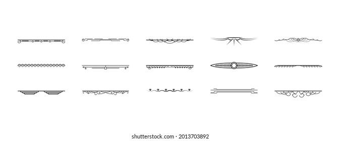 Set Black Simple Line Collection Doodle Border Elements Vector Design Style Sketch Isolated Illustration For Banner