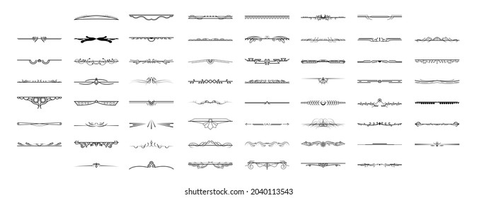 Set Black Simple Line Collection Doodle Border Elements Vector Design Style Sketch Isolated Illustration For Banner