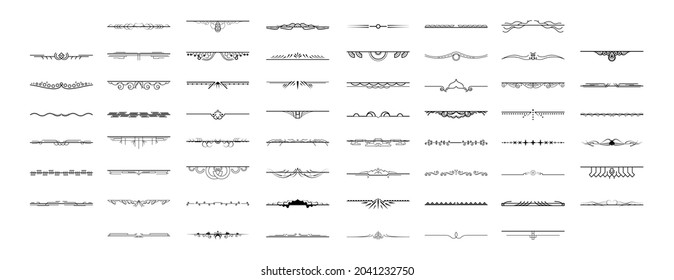 Set Black Simple Line Collection Doodle Border Elements Vector Design Style Sketch Isolated Illustration For Banner