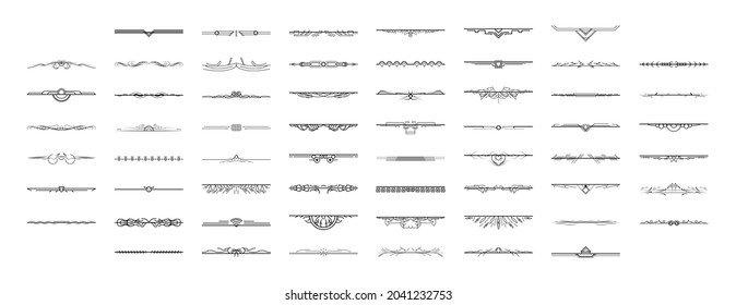 Set Black Simple Line Collection Doodle Border Elements Vector Design Style Sketch Isolated Illustration For Banner