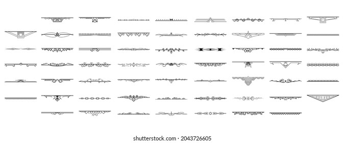 Set Black Simple Line Collection Doodle Border Elements Vector Design Style Sketch Isolated Illustration For Banner