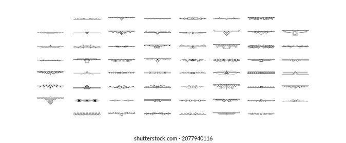 Set Black Simple Line Collection Doodle Border Elements Vectordesign Style Sketch isolierte Illustration für Banner