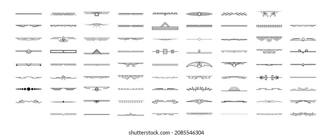 Set Black Simple Line Collection Doodle Border Elements Vector Design Style Sketch Isolated Illustration For Banner