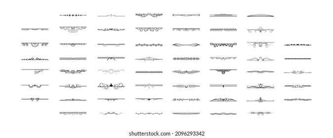 Set Black Simple Line Collection Doodle Border Elements Vector Design Style Sketch Isolated Illustration For Banner