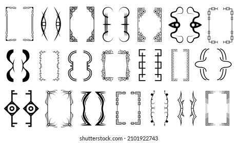 Set Black Simple Line Collection Different Doodle Brackets, Parentheses, Braces Elements Vector Design Style Sketch Isolated Illustration For Banner