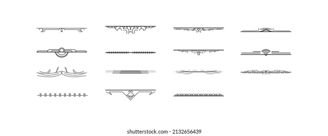 Set Black Simple Line Collection Doodle Border Elements Vector Design Style Sketch Isolated Illustration For Banner