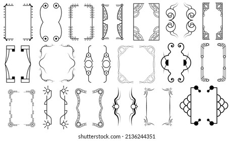Set Black Simple Line Collection Different Doodle Brackets, Parentheses, Braces Elements Vector Design Style Sketch Isolated Illustration For Banner
