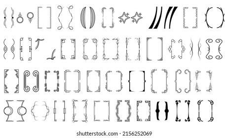 Set Black Simple Line Collection Different Doodle Brackets, Parentheses, Braces Elements Vector Design Style Sketch Isolated Illustration For Banner