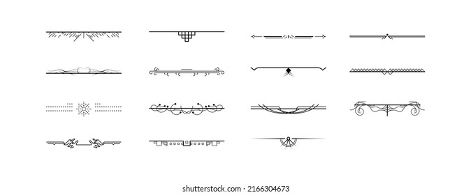 Set Black Simple Line Collection Doodle Border Elements Vector Design Style Sketch Isolated Illustration For Banner