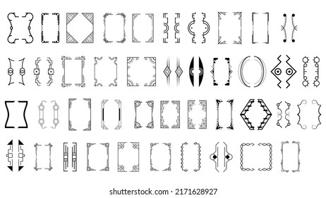 Set Black Simple Line Collection Different Doodle Brackets, Parentheses, Braces Elements Vector Design Style Sketch Isolated Illustration For Banner