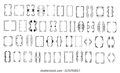 Set Black Simple Line Collection Different Doodle Brackets, Parentheses, Braces Elements Vector Design Style Sketch Isolated Illustration For Banner