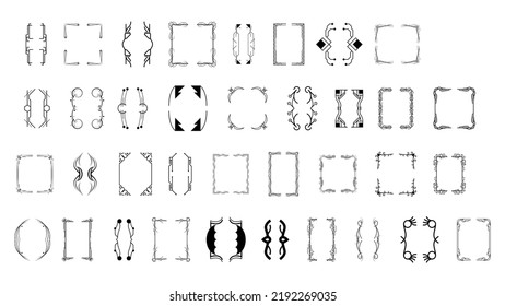Set Black Simple Line Collection Different Doodle Brackets, Parentheses, Braces Elements Vector Design Style Sketch Isolated Illustration For Banner
