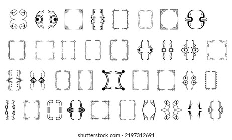 Set Black Simple Line Collection Different Doodle Brackets, Parentheses, Braces Elements Vector Design Style Sketch Isolated Illustration For Banner
