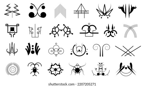 Set Black Simple Line Collection Different Doodle Ornament Elements Elements Vector Design Style Sketch Isolated Illustration For Banner