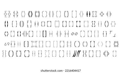 Set Black Simple Line Collection Different Doodle Brackets, Parentheses, Braces Elements Vector Design Style Sketch Isolated Illustration For Banner