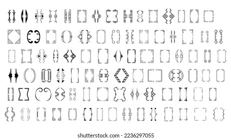 Set Black Simple Line Collection Different Doodle Brackets, Parentheses, Braces Elements Vector Design Style Sketch Isolated Illustration For Banner