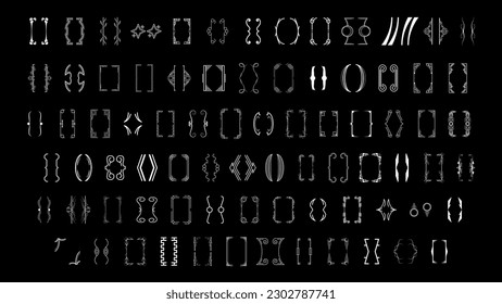 Set Black Simple Line Collection Different Doodle Brackets, Parentheses, Braces Elements Vector Design Style Sketch Isolated Illustration For Banner