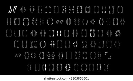 Set Black Simple Line Collection Different Doodle Brackets, Parentheses, Braces Elements Vector Design Style Sketch Isolated Illustration For Banner