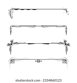 Establecer La Colección De Líneas Sencillas De Color Negro Elementos De Borde De Doodle Estilo Esbozo De Diseño Isolación Isolación Ilustración Para Banner