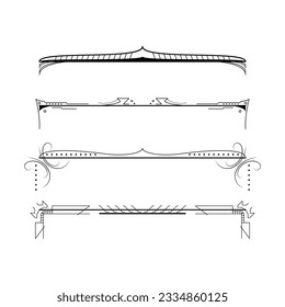 Set Black Simple Line Collection Doodle Border Elements Vector Design Style Sketch Isolated Illustration For Banner