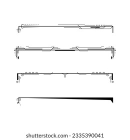 Set Black Simple Line Collection Doodle Border Elements Vector Design Style Sketch Isolated Illustration For Banner