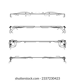 Set Black Simple Line Collection Doodle Border Elements Vector Design Style Sketch Isolated Illustration For Banner