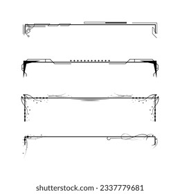 Set Black Simple Line Collection Doodle Border Elements Vector Design Style Sketch Isolated Illustration For Banner