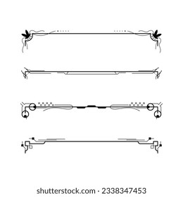 Set Black Simple Line Collection Doodle Border Elements Vectordesign Style Sketch isolierte Illustration für Banner