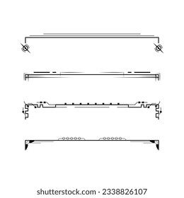 Establecer La Colección De Líneas Sencillas De Color Negro Elementos De Borde De Doodle Estilo Esbozo De Diseño Isolación Isolación Ilustración Para Banner
