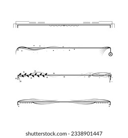 Set Black Simple Line Collection Doodle Border Elements Vector Design Style Sketch Isolated Illustration For Banner