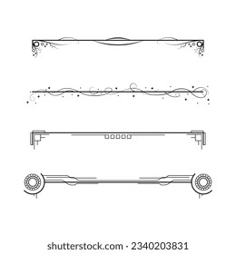 Set Black Simple Line Collection Doodle Border Elements Vector Design Style Sketch Isolated Illustration For Banner